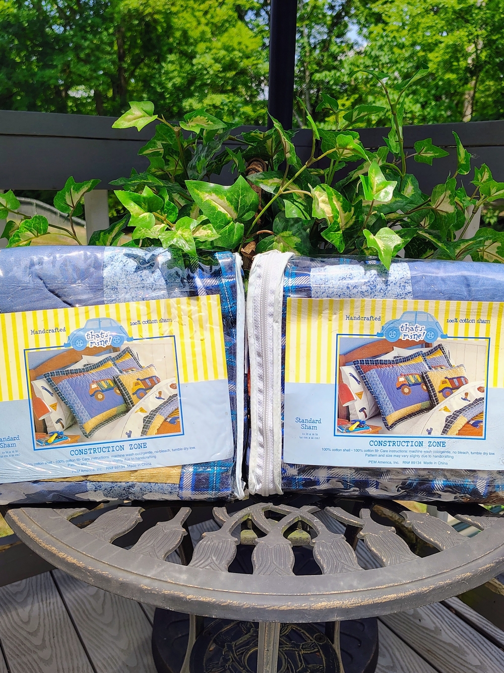Vintage PEM America "That's Mine!" Construction Zone Standard Shams Set of 2 NIP